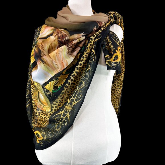 Egyptian Dream Catcher Tribal Wedding Shawl, Chiffon Oversized Square Scarf - Picture 3 of 13